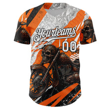 Load image into Gallery viewer, Custom Orange White Gray-Black 3D Pattern Design Motorcycle Motocross Skull Authentic Baseball Jersey