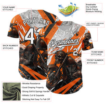 Load image into Gallery viewer, Custom Orange White Gray-Black 3D Pattern Design Motorcycle Motocross Skull Authentic Baseball Jersey