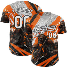 Load image into Gallery viewer, Custom Orange White Gray-Black 3D Pattern Design Motorcycle Motocross Skull Authentic Baseball Jersey