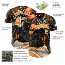 Laden Sie das Bild in den Galerie-Viewer, Custom Black Bay Orange Orange-White 3D Pattern Design Motorcycle Motocross Skull Authentic Baseball Jersey