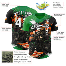 Load image into Gallery viewer, Custom Green White Orange Cream-Black 3D Pattern Design Motorcycle Motocross Skull Authentic Baseball Jersey