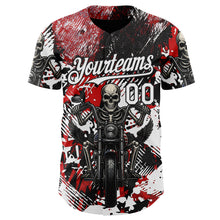 Загрузить изображение в средство просмотра галереи, Custom Red White-Black 3D Pattern Design Motorcycle Motocross Skull Authentic Baseball Jersey