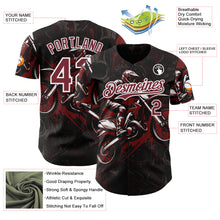 Загрузить изображение в средство просмотра галереи, Custom Black Burgundy-White 3D Pattern Design Motorcycle Motocross Authentic Baseball Jersey