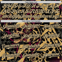 Загрузить изображение в средство просмотра галереи, Custom Black Vegas Gold Old Gold-Red 3D Pattern Design Motorcycle Motocross Skull Authentic Baseball Jersey
