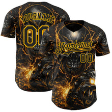 Загрузить изображение в средство просмотра галереи, Custom Black-Gold 3D Pattern Design Motorcycle Motocross Skull Authentic Baseball Jersey