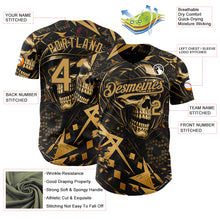 Charger l'image dans la galerie, Custom Black-Old Gold 3D Pattern Design Motorcycle Motocross Skull Authentic Baseball Jersey