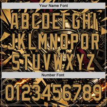 Charger l'image dans la galerie, Custom Black-Old Gold 3D Pattern Design Motorcycle Motocross Skull Authentic Baseball Jersey