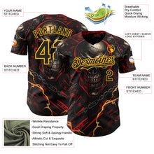 Загрузить изображение в средство просмотра галереи, Custom Black Red-Gold 3D Pattern Design Motorcycle Motocross Skull Authentic Baseball Jersey