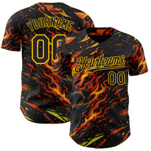 Load image into Gallery viewer, Custom Black Red-Yellow 3D Pattern Design Motorcycle Motocross Skull Flame Authentic Baseball Jersey