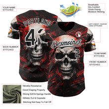 Laden Sie das Bild in den Galerie-Viewer, Custom Black Red-White 3D Pattern Design Motorcycle Motocross Skull Authentic Baseball Jersey