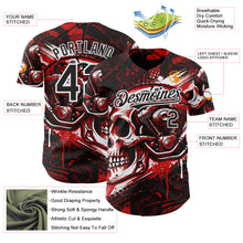 Laden Sie das Bild in den Galerie-Viewer, Custom Black Red-White 3D Pattern Design Motorcycle Motocross Skull Authentic Baseball Jersey