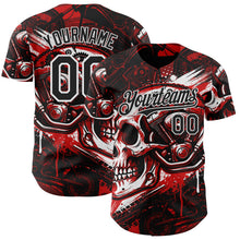 Laden Sie das Bild in den Galerie-Viewer, Custom Black Red-White 3D Pattern Design Motorcycle Motocross Skull Authentic Baseball Jersey