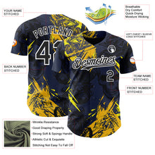 Laden Sie das Bild in den Galerie-Viewer, Custom Navy Black Yellow-White 3D Pattern Design Motorcycle Motocross Skull Authentic Baseball Jersey