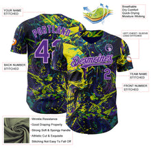 Laden Sie das Bild in den Galerie-Viewer, Custom Blue Purple Yellow-Light Purple 3D Pattern Design Motorcycle Motocross Skull Authentic Baseball Jersey