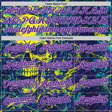 Laden Sie das Bild in den Galerie-Viewer, Custom Blue Purple Yellow-Light Purple 3D Pattern Design Motorcycle Motocross Skull Authentic Baseball Jersey