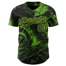 Загрузить изображение в средство просмотра галереи, Custom Black-Neon Green 3D Pattern Design Motorcycle Motocross Skull Authentic Baseball Jersey