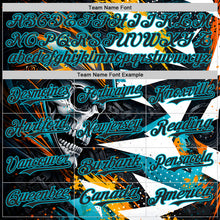 Laden Sie das Bild in den Galerie-Viewer, Custom Black Yellow-Lakes Blue 3D Pattern Design Motorcycle Motocross Skull Authentic Baseball Jersey