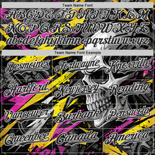 Charger l'image dans la galerie, Custom Black Yellow Deep Pink-White 3D Pattern Design Motorcycle Motocross Skull Authentic Baseball Jersey
