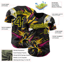 Загрузить изображение в средство просмотра галереи, Custom Black Deep Pink-Light Yellow 3D Pattern Design Motorcycle Motocross Skull Authentic Baseball Jersey
