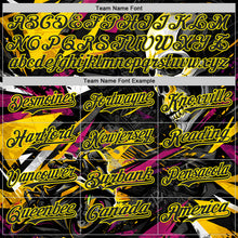 Загрузить изображение в средство просмотра галереи, Custom Black Deep Pink-Light Yellow 3D Pattern Design Motorcycle Motocross Skull Authentic Baseball Jersey