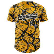 Charger l'image dans la galerie, Custom Gold Black-White Butterfly Wing Authentic Baseball Jersey