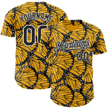 Charger l'image dans la galerie, Custom Gold Black-White Butterfly Wing Authentic Baseball Jersey