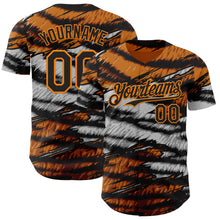 Загрузить изображение в средство просмотра галереи, Custom Orange Black Gray-Bay Orange Tiger Stripe Scratch Authentic Baseball Jersey