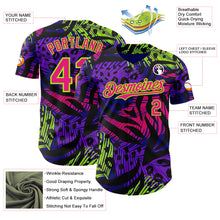 Charger l'image dans la galerie, Custom Purple Hot Pink Black-Neon Green Leopard Print Tiger Stripe Leaf Authentic Baseball Jersey