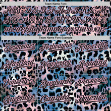 Laden Sie das Bild in den Galerie-Viewer, Custom Blue Black-Light Pink Leopard Print Authentic Baseball Jersey