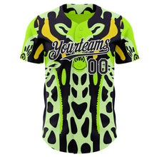 Загрузить изображение в средство просмотра галереи, Custom Green Black Yellow-White Giraffe Print Authentic Baseball Jersey