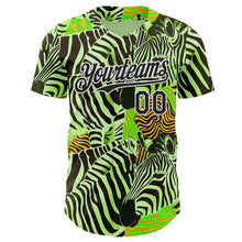 Laden Sie das Bild in den Galerie-Viewer, Custom Green Black-White Zebra Stripe Print Authentic Baseball Jersey