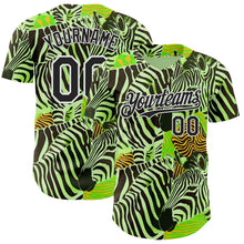 Laden Sie das Bild in den Galerie-Viewer, Custom Green Black-White Zebra Stripe Print Authentic Baseball Jersey