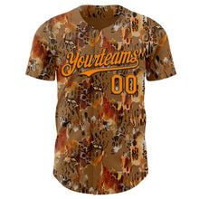 Load image into Gallery viewer, Custom Brown Bay Orange-Black Leopard Print Authentic Baseball Jersey
