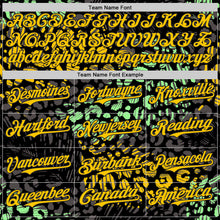 Load image into Gallery viewer, Custom Black Yellow-Green Leopard Print Authentic Baseball Jersey