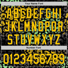 Load image into Gallery viewer, Custom Black Yellow-Green Leopard Print Authentic Baseball Jersey