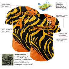 Загрузить изображение в средство просмотра галереи, Custom Black Bay Orange-Yellow Leopard Print Tiger Stripe Authentic Baseball Jersey