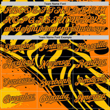 Загрузить изображение в средство просмотра галереи, Custom Black Bay Orange-Yellow Leopard Print Tiger Stripe Authentic Baseball Jersey