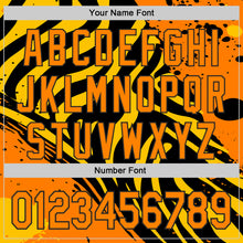 Загрузить изображение в средство просмотра галереи, Custom Black Bay Orange-Yellow Leopard Print Tiger Stripe Authentic Baseball Jersey