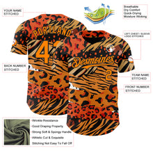 Загрузить изображение в средство просмотра галереи, Custom Black Bay Orange-Yellow Leopard Print Tiger Stripe Authentic Baseball Jersey