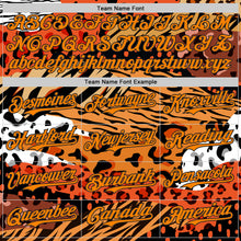 Загрузить изображение в средство просмотра галереи, Custom Black Bay Orange-Yellow Leopard Print Tiger Stripe Authentic Baseball Jersey