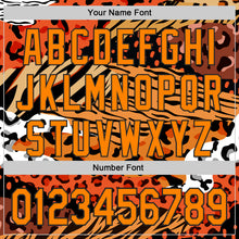 Загрузить изображение в средство просмотра галереи, Custom Black Bay Orange-Yellow Leopard Print Tiger Stripe Authentic Baseball Jersey