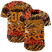 Загрузить изображение в средство просмотра галереи, Custom Black Bay Orange-Yellow Leopard Print Tiger Stripe Authentic Baseball Jersey