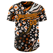 Загрузить изображение в средство просмотра галереи, Custom Black Bay Orange-White Leopard Print Tiger Stripe Authentic Baseball Jersey