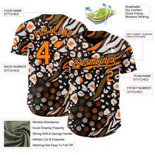 Загрузить изображение в средство просмотра галереи, Custom Black Bay Orange-White Leopard Print Tiger Stripe Authentic Baseball Jersey