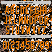 Загрузить изображение в средство просмотра галереи, Custom Black Bay Orange-White Leopard Print Tiger Stripe Authentic Baseball Jersey