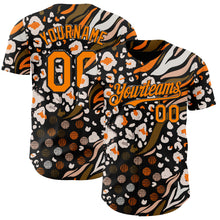Загрузить изображение в средство просмотра галереи, Custom Black Bay Orange-White Leopard Print Tiger Stripe Authentic Baseball Jersey