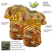 Load image into Gallery viewer, Custom Brown-Yellow Zebra Stripe Print Authentic Baseball Jersey