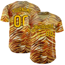 Load image into Gallery viewer, Custom Brown-Yellow Zebra Stripe Print Authentic Baseball Jersey
