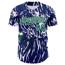 Charger l'image dans la galerie, Custom Blue Kelly Green-White Tiger Stripe Print Authentic Baseball Jersey