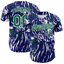 Charger l'image dans la galerie, Custom Blue Kelly Green-White Tiger Stripe Print Authentic Baseball Jersey